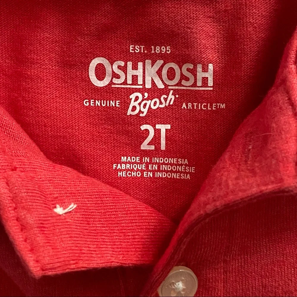 OshKosh B'gosh boys shirt size 2T Red Polo new NWT cotton Blend 24 months